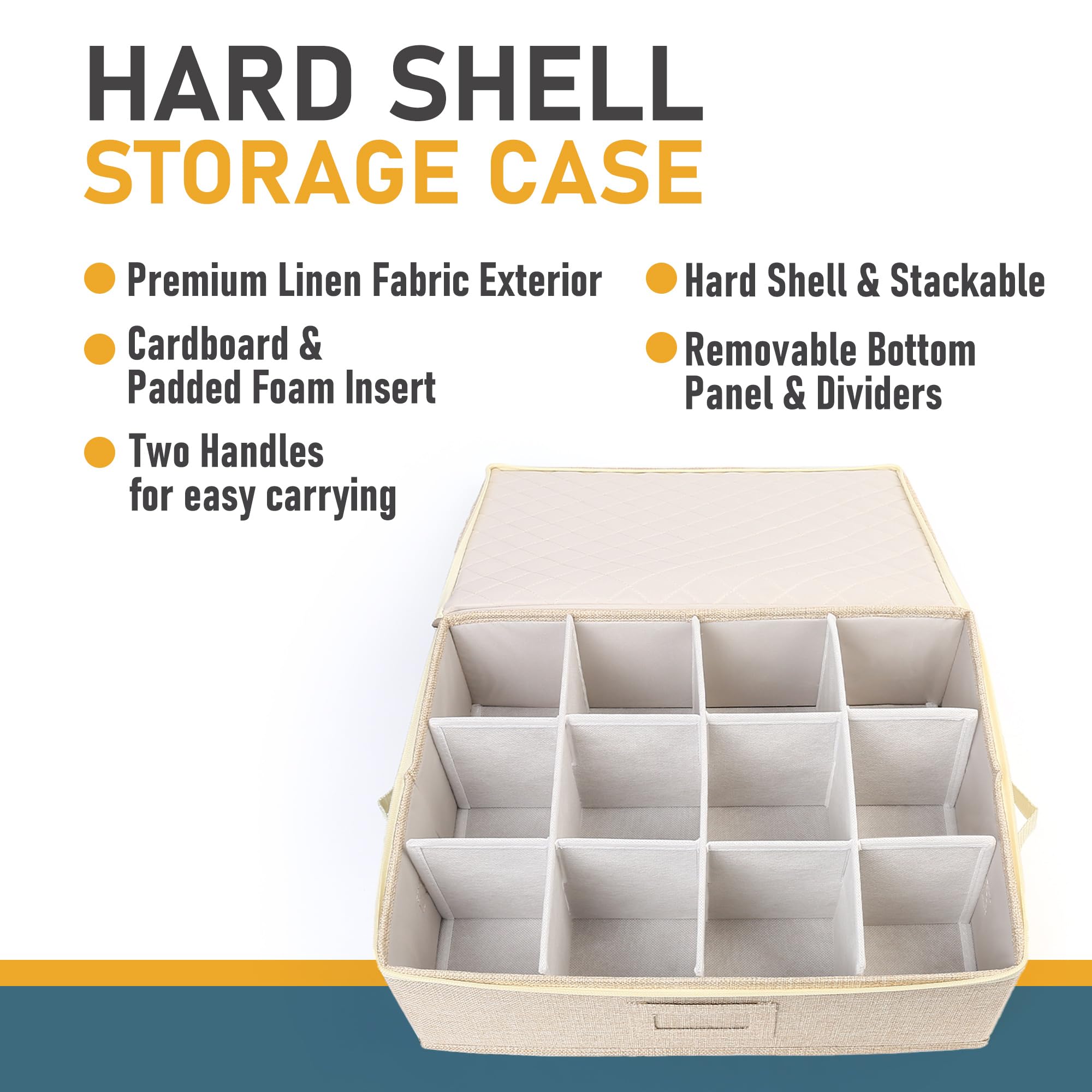 LotFancy cup storage box side view highlighting reinforced handles for easy transport.
