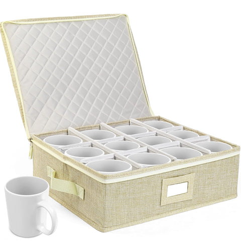 LotFancy cup storage box adapts to various mug sizes and ornaments.