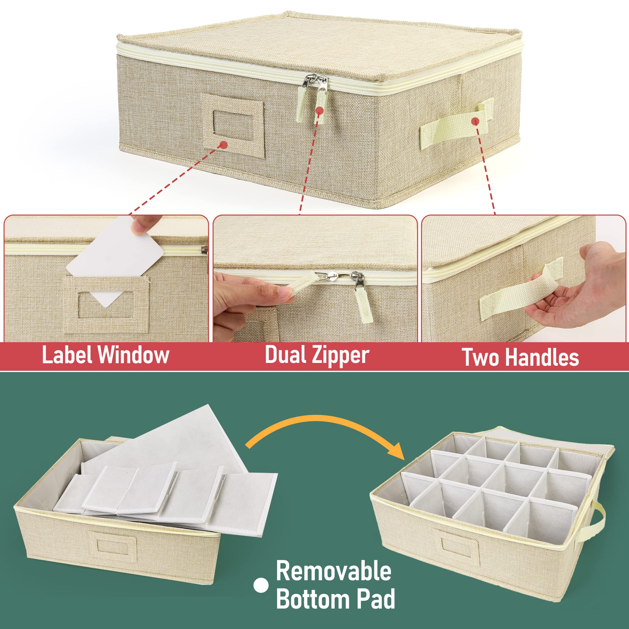 LotFancy cup storage box with removable dividers for flexible mug sizing.