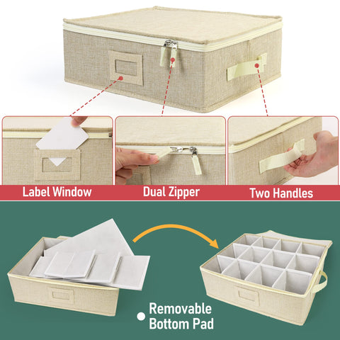 LotFancy cup storage box with removable dividers for flexible mug sizing.