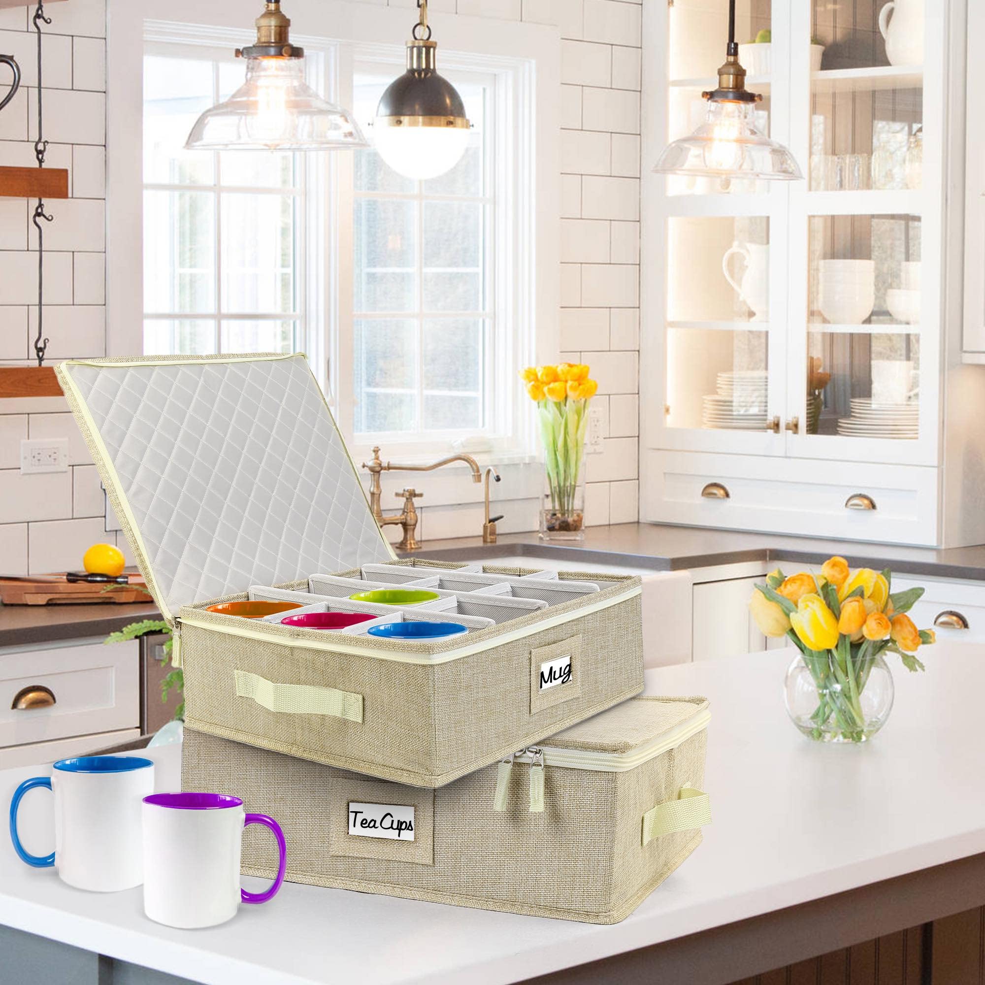 LotFancy cup storage box ready for moving and space saving.