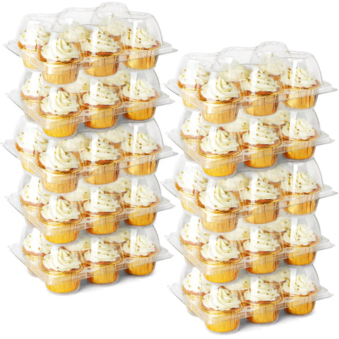 LotFancy cupcake containers with six-count capacity for organized transport of baked treats.