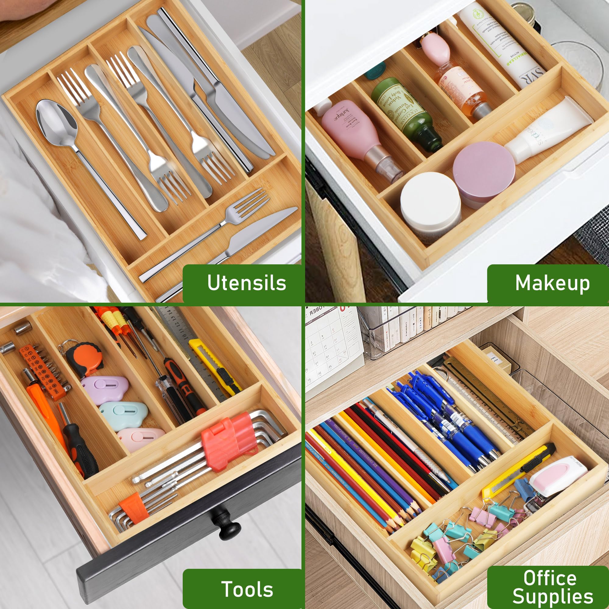 LotFancy easy-clean bamboo tray is wipeable and quick to dry.