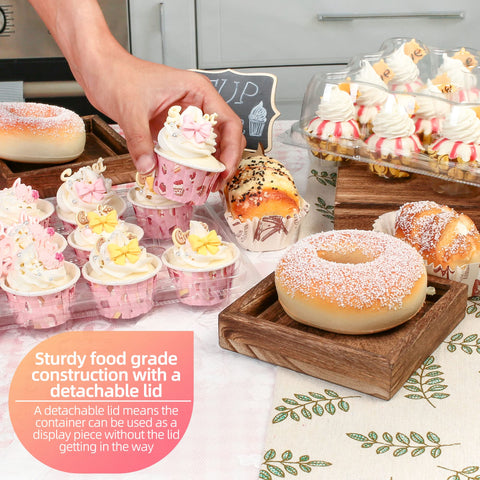 LotFancy clear plastic box showcases frosting and toppings for visibility.