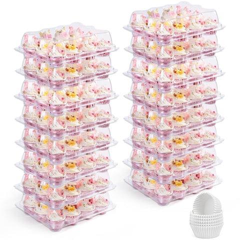 LotFancy mini cupcake container with 12-count tray for secure transport.