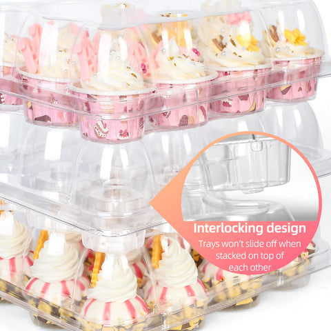 LotFancy stackable cupcake containers designed for organized transport and display.