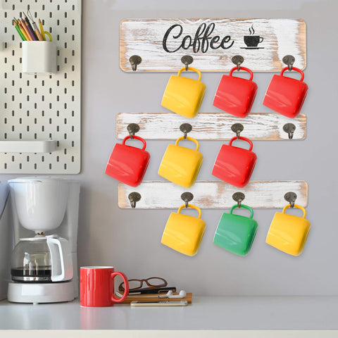 LotFancy mug holder with 4.3-inch spacing fits most mug sizes.