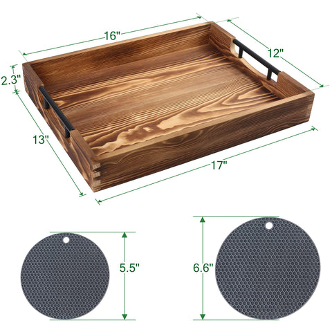 LotFancy large serving tray with silicone coasters included for spill protection