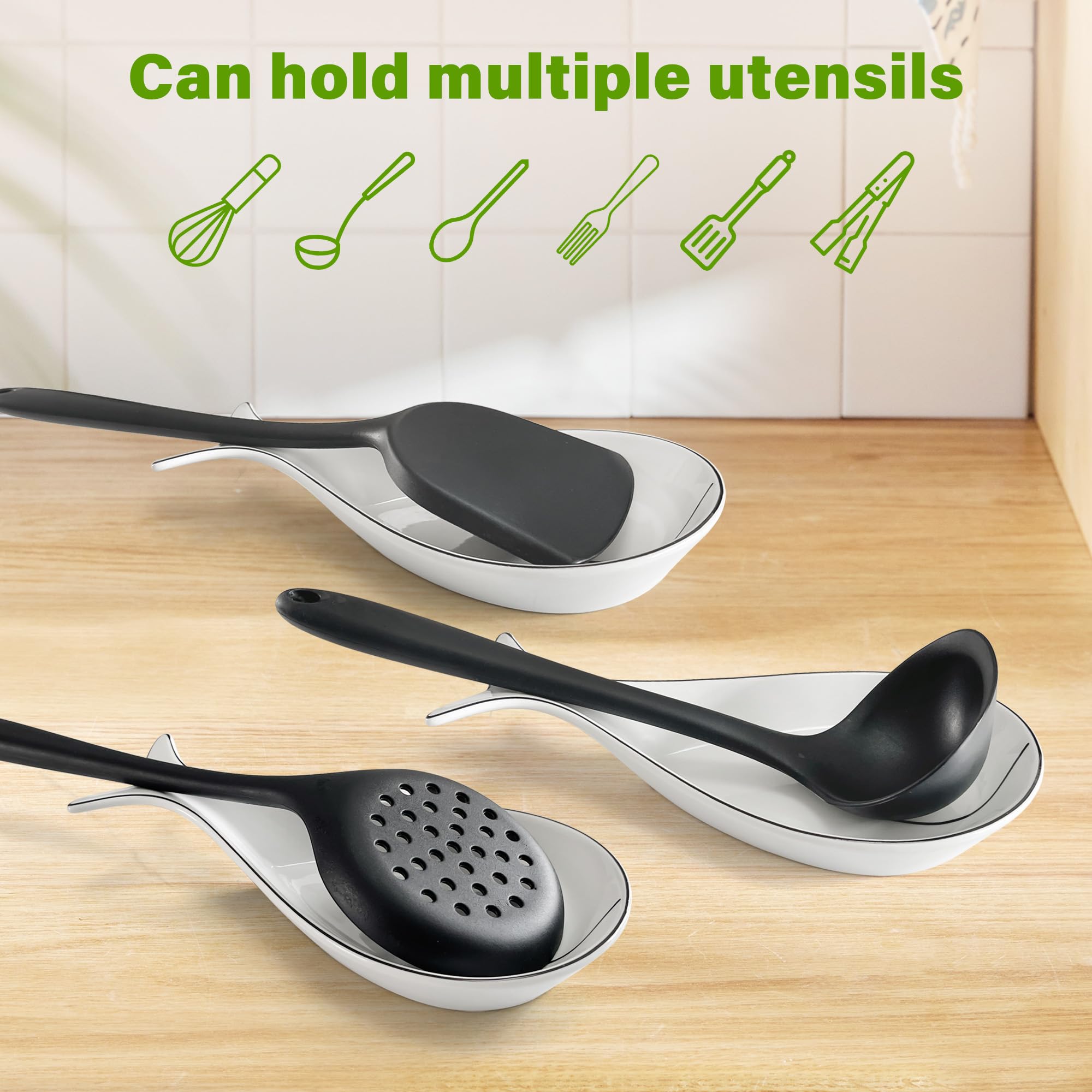 LotFancy large ceramic spoon rest with 9x4.5 inch surface for utensils.