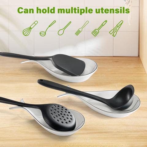 LotFancy large ceramic spoon rest with 9x4.5 inch surface for utensils.