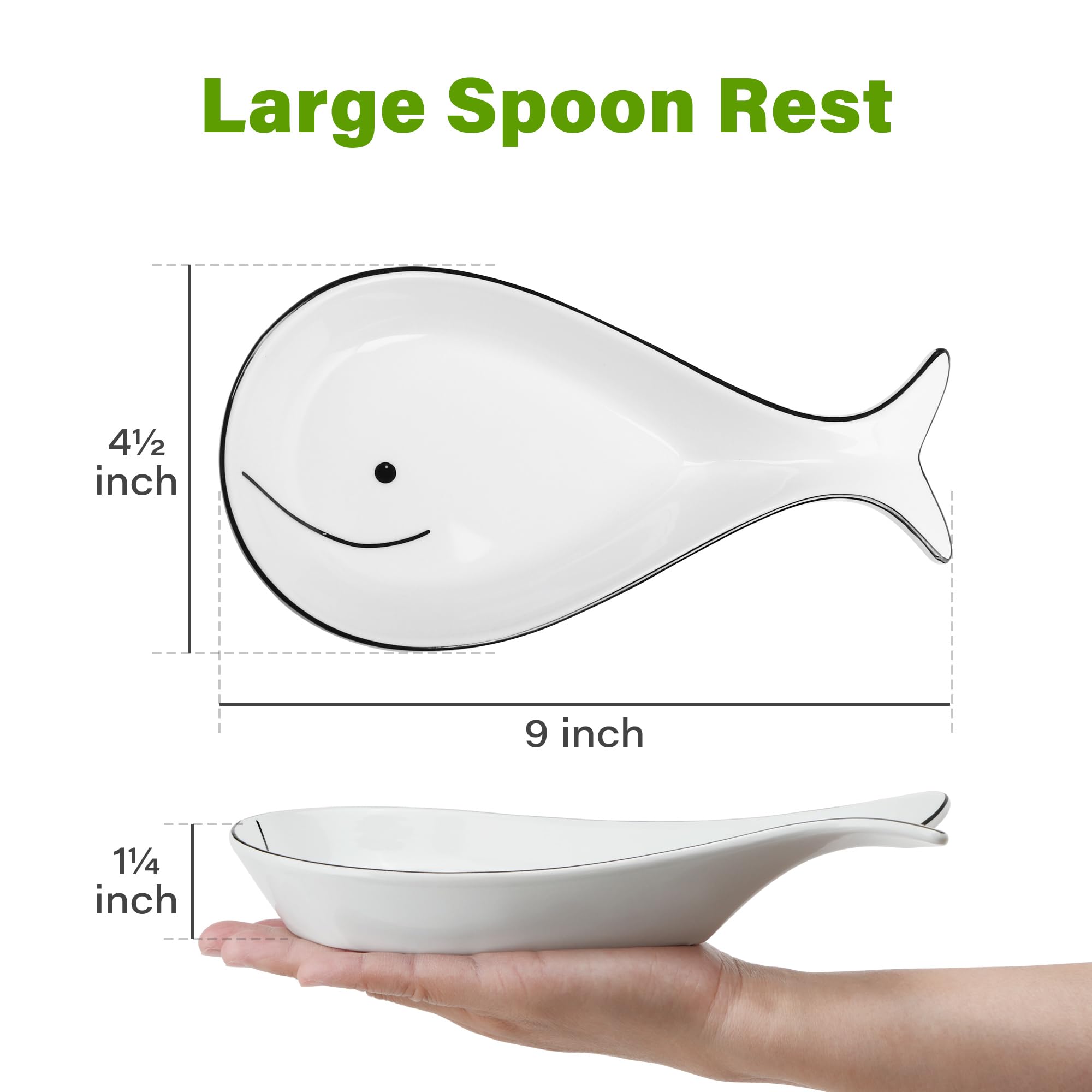 Elegant white LotFancy spoon rest with subtle black outline fits any kitchen.