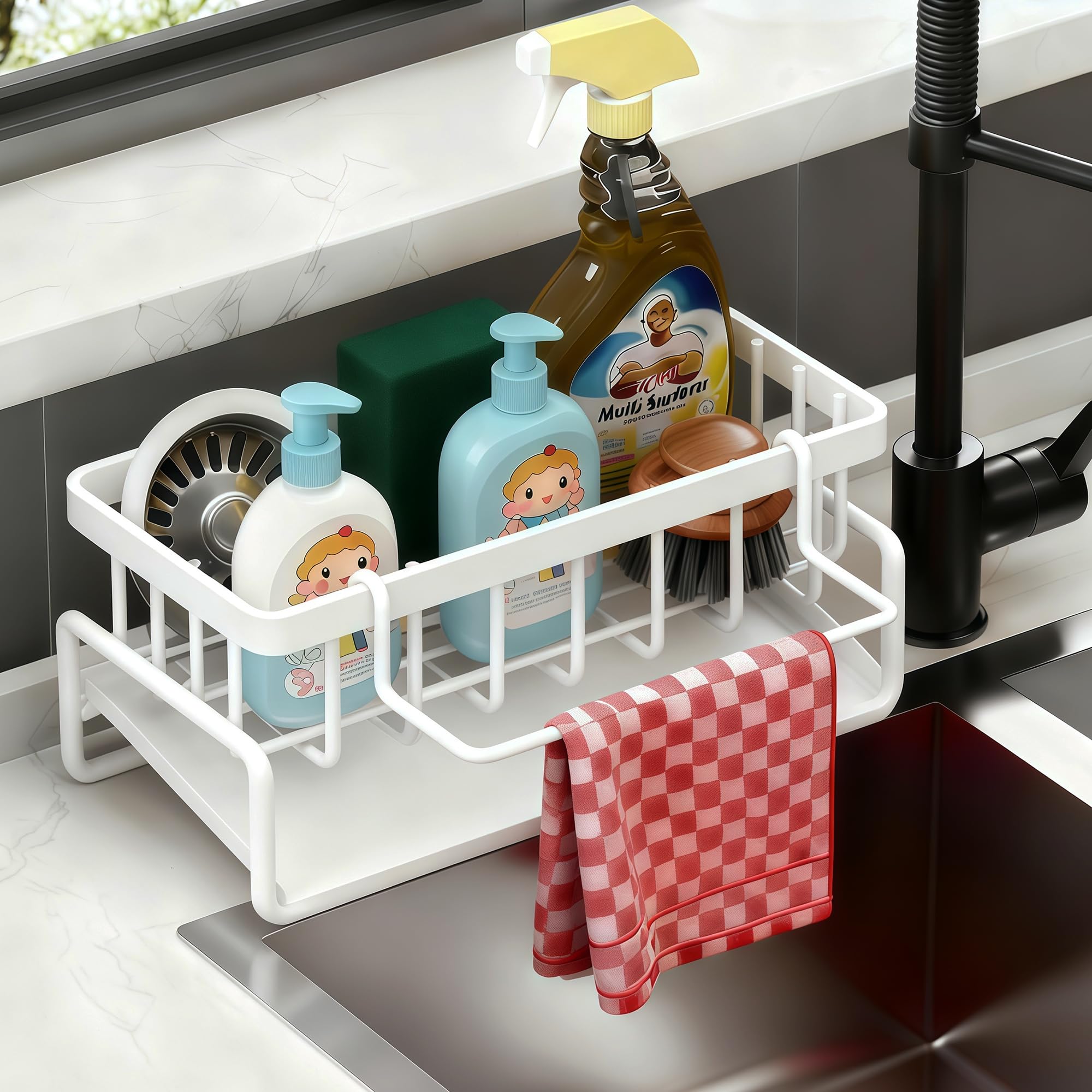 Lotgnimry sponge holder with angled base for faster drying and cleaner counters.