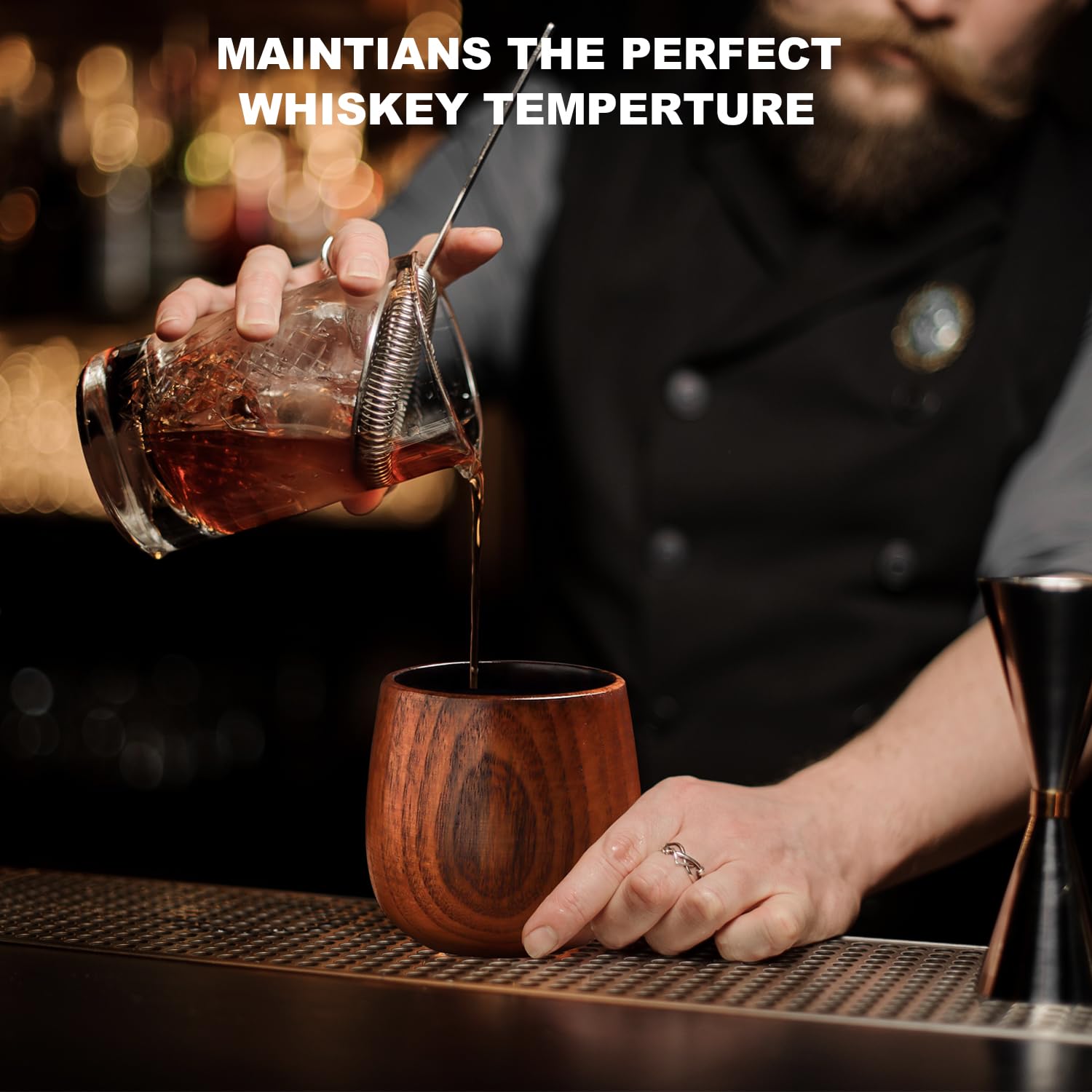 Lotnafee handcrafted old-fashioned wooden glass adds rustic elegance to home bars.