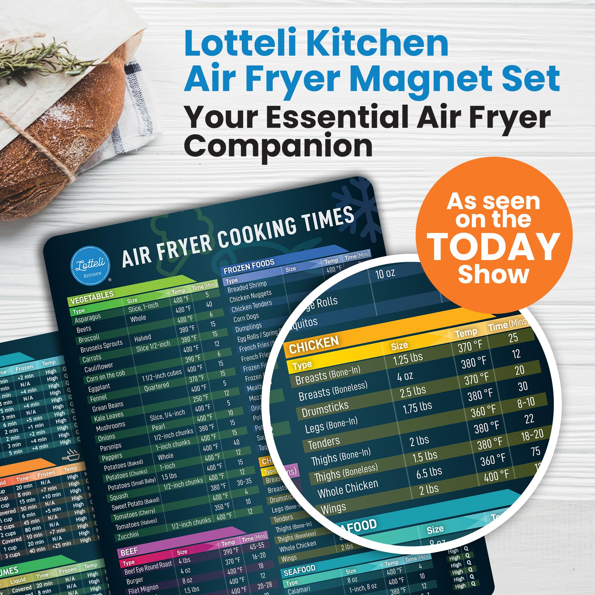 LOTTELI KITCHEN instant pot cheat sheet magnet for clear timing and temps