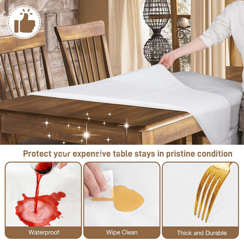 LotuFlor table pad with flannel backing prevents slipping for a neat dining setup.
