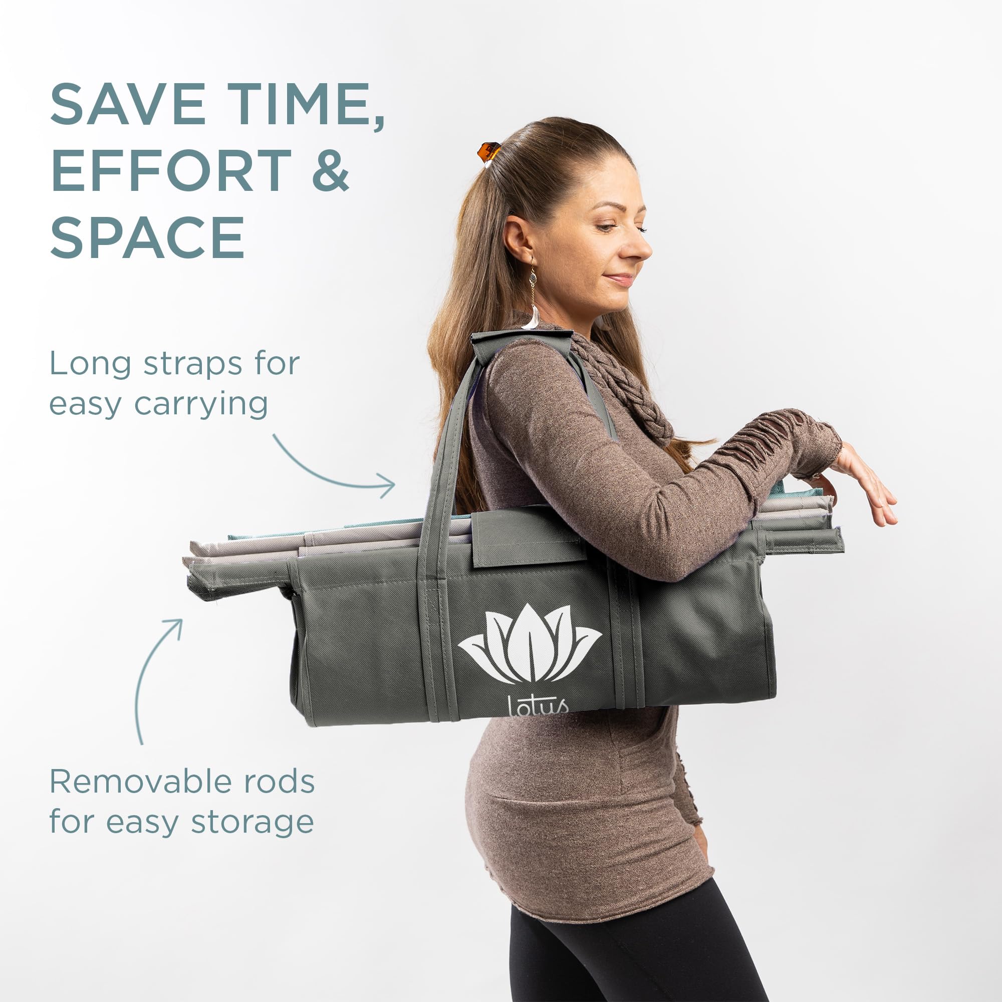 Lotus bags include egg and wine pockets for safe fragile item transport.