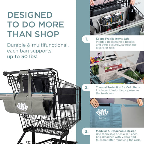 Lotus Earth Tone insulated bag protects frozen and chilled items during trips.