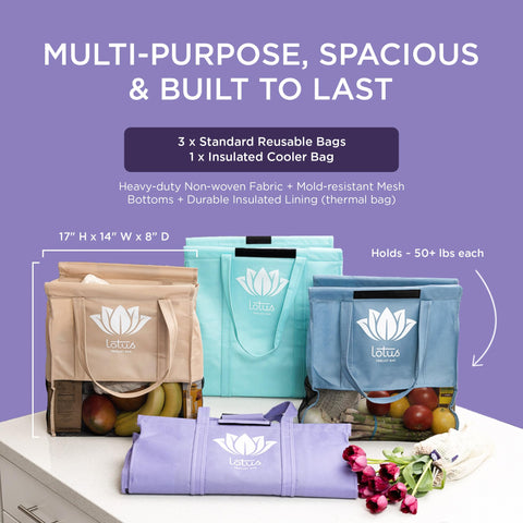 Lotus Original Trolley Bags cart-fit design eases shopping.