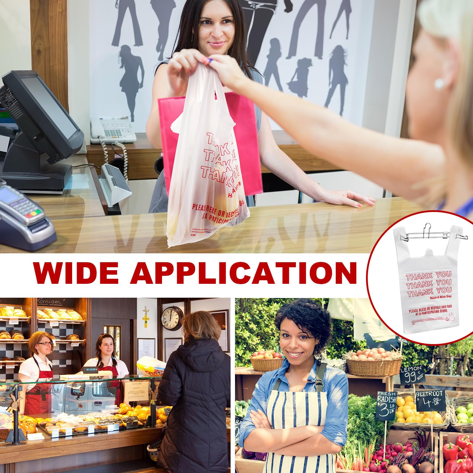 Lounsweer bag holder rack hanging in a checkout area