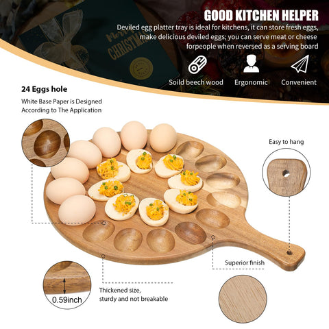 Lounsweer egg-tray-24-hole keeps boiled eggs neatly organized on the counter.