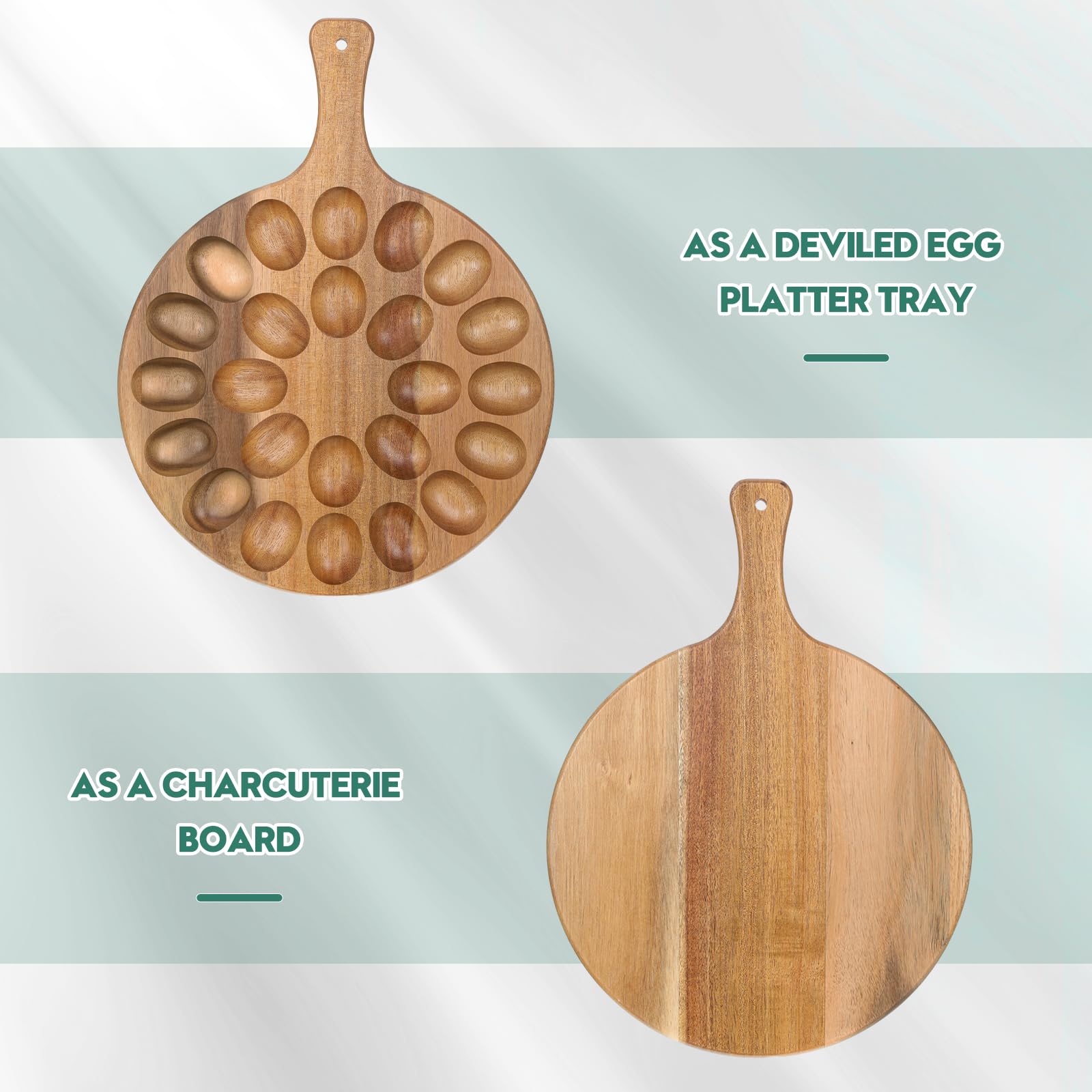 Lounsweer round serving board with handle for easy transport and stylish presentation.