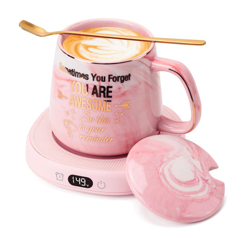 LOUTYTUO coffee mug warmer on desk offers steady warmth for your beverage
