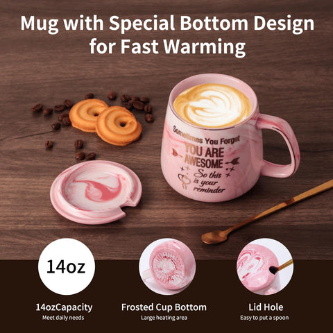LOUTYTUO fast heating 14 oz mug for quick hot drinks with lid