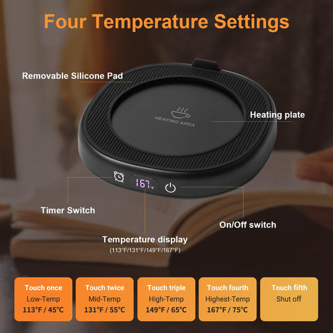 LOUTYTUO temperature settings range from 113 to 167 °F for customizable heat.