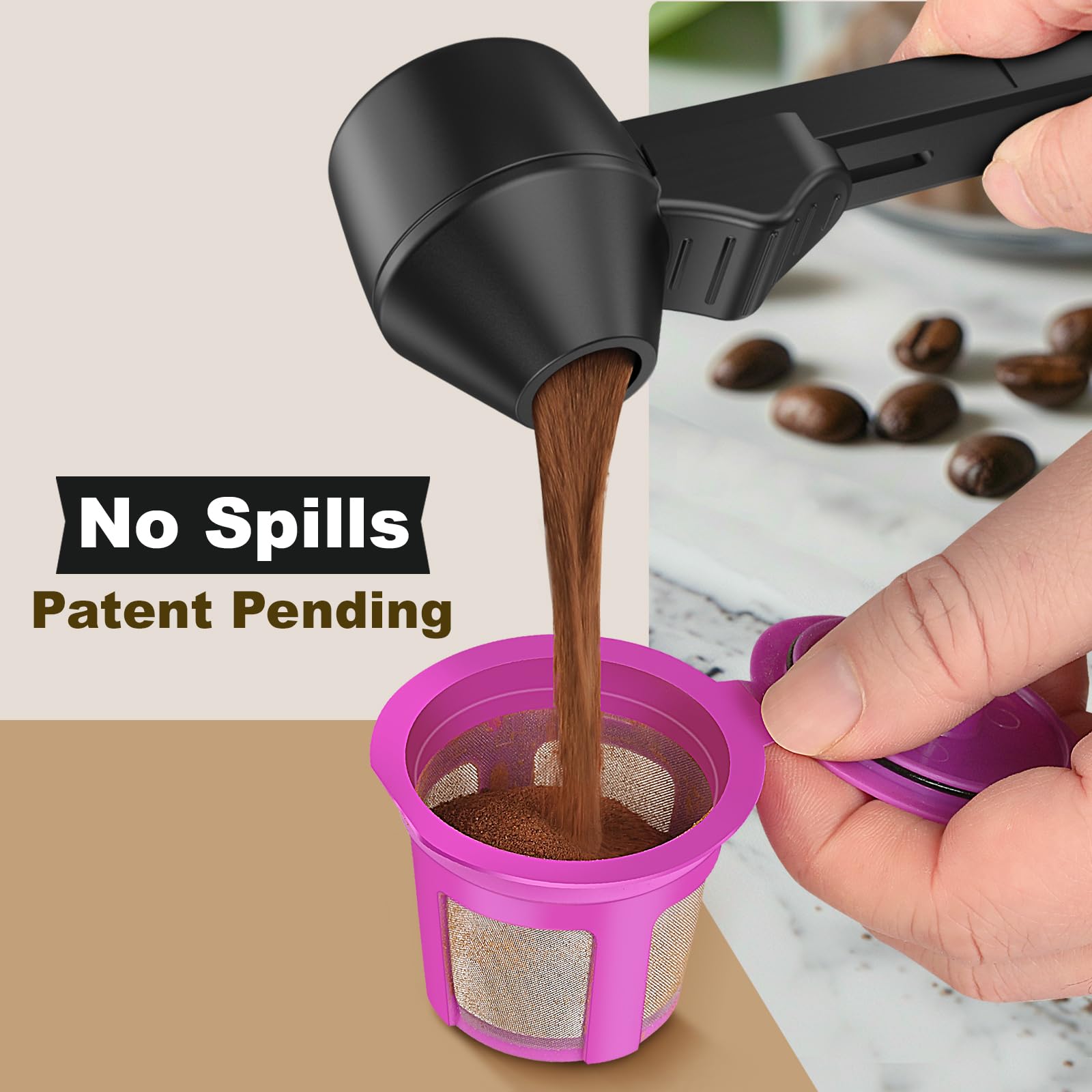 Lov Sprout scoop with easy-clean surface and hanging hole for storage.