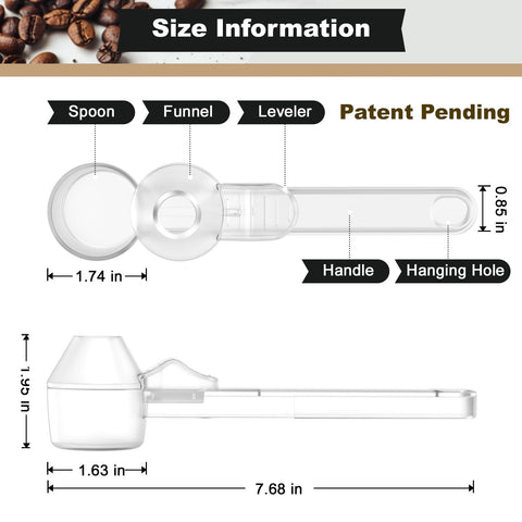 Lov Sprout coffee scoop includes a hanging hole for easy, compact storage