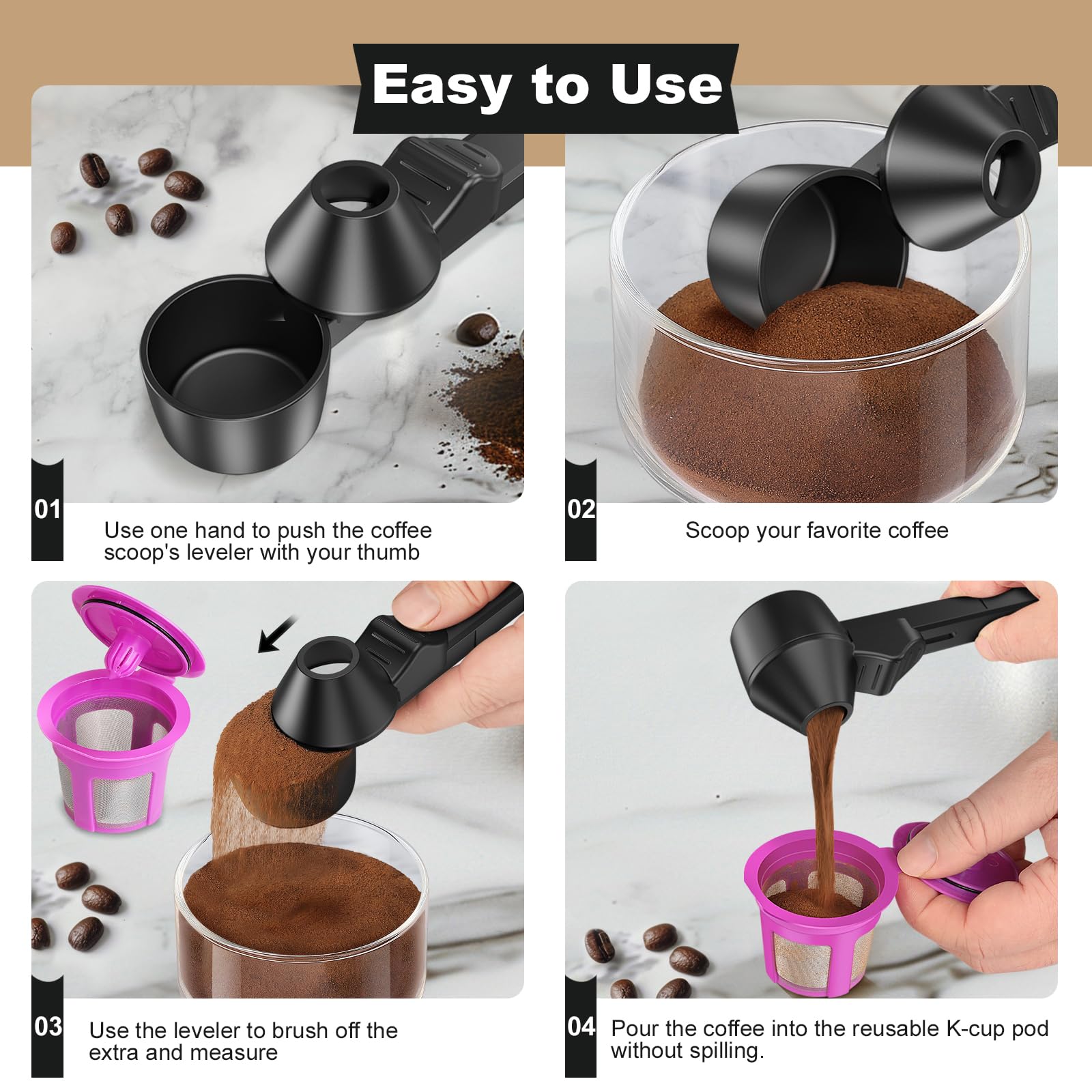 Lov Sprout multi-use scoop ideal for protein powder and tea.