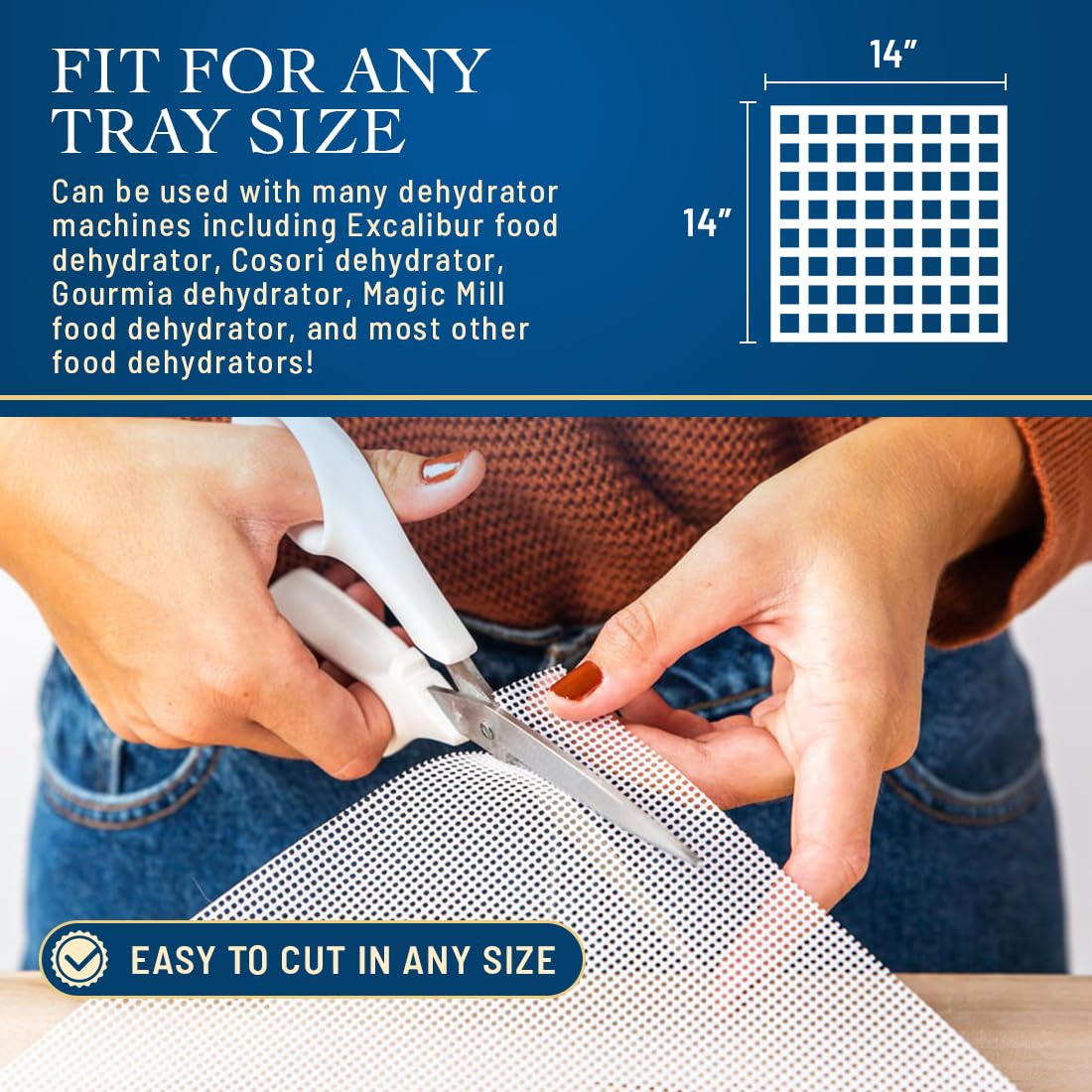 Lova 14x14 liners trim to fit Excalibur, Cosori, and Magic Mill trays