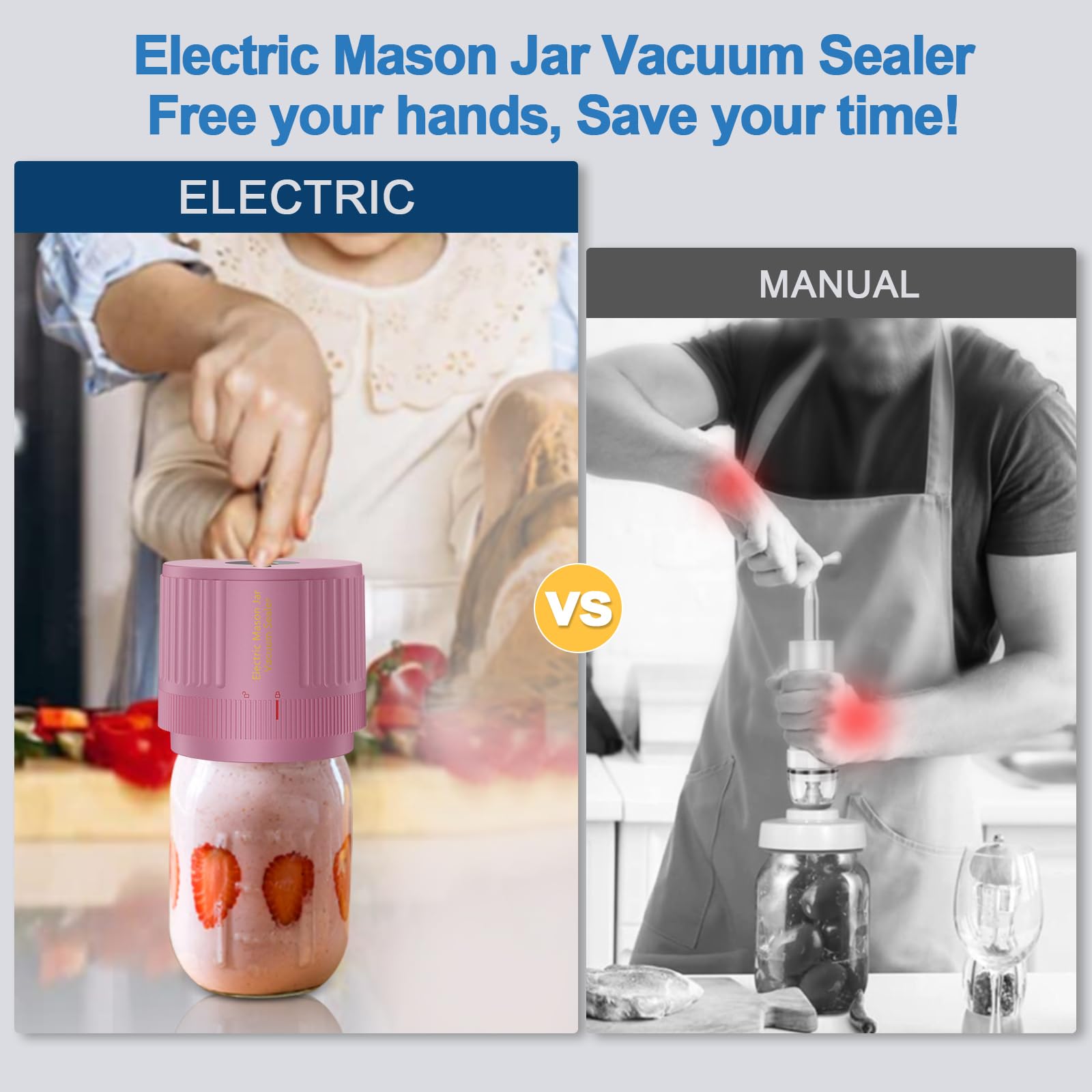 LOVE MOMENT electric mason jar vacuum sealer demonstrates regular-mouth sealing for pantry storage benefits.