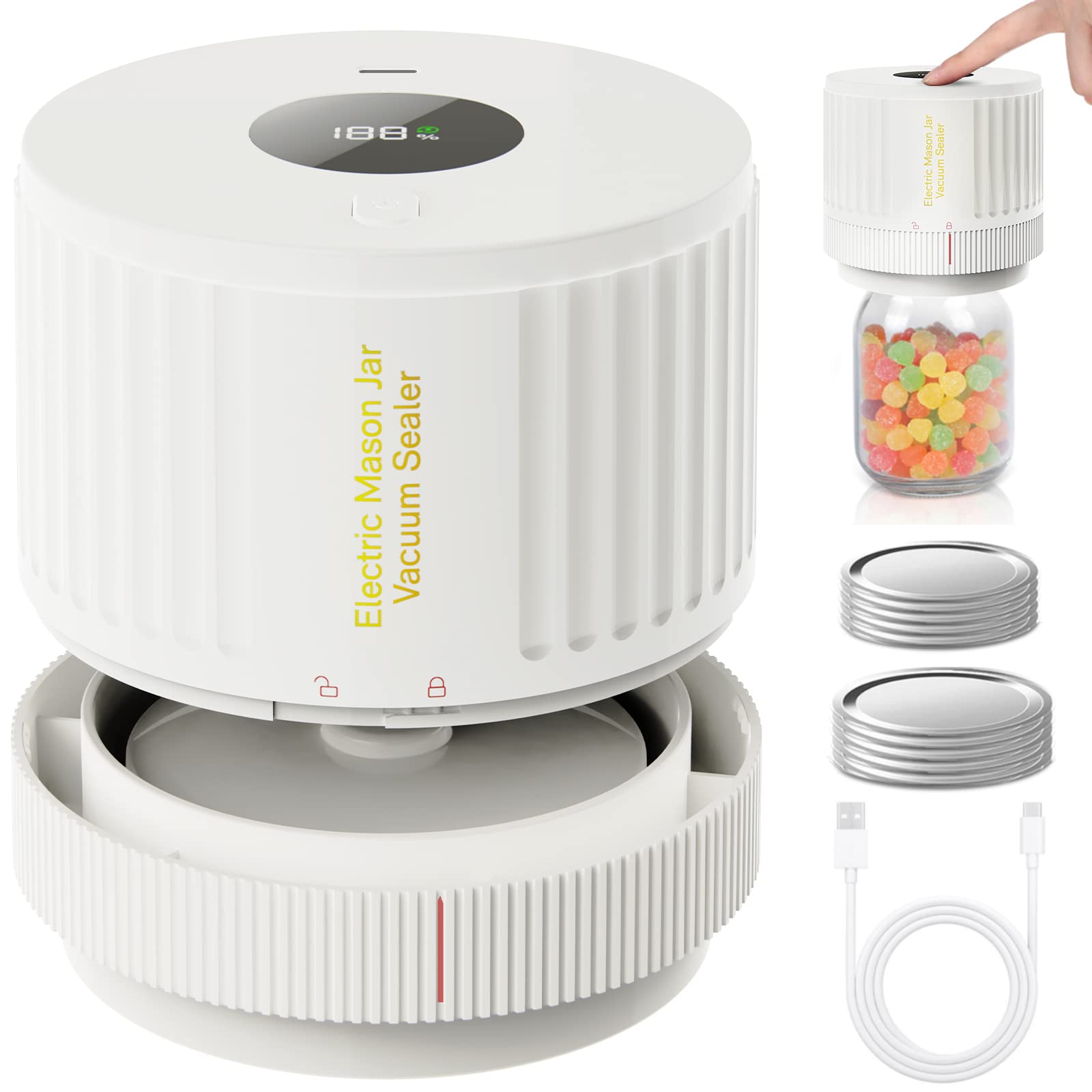 LOVE MOMENT electric sealer on wide-mouth jar preserving freshness