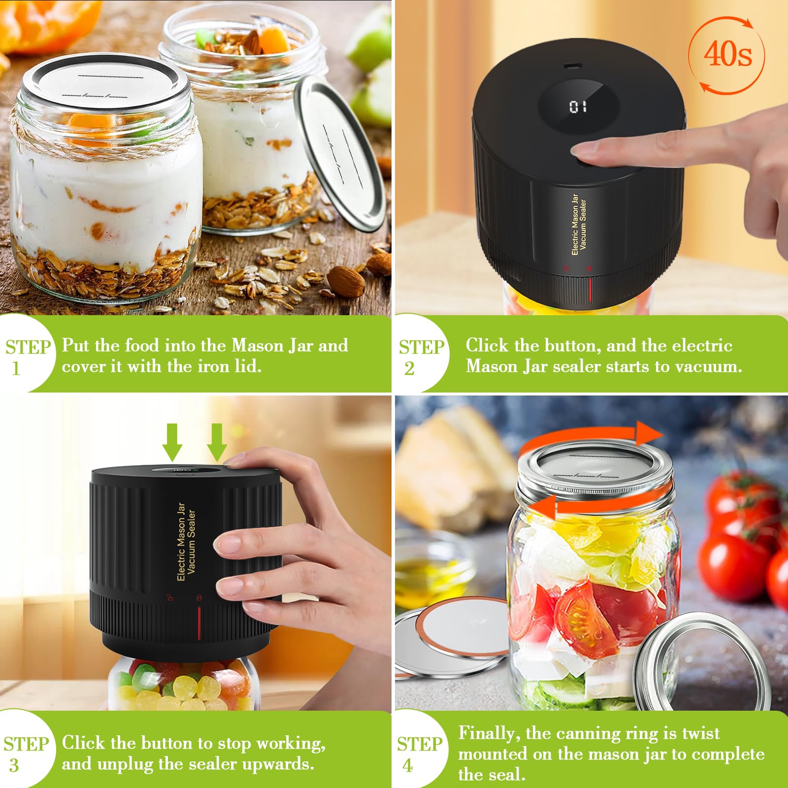 Love Moment 68mm regular mouth lids fit standard mason jars for spices and jams