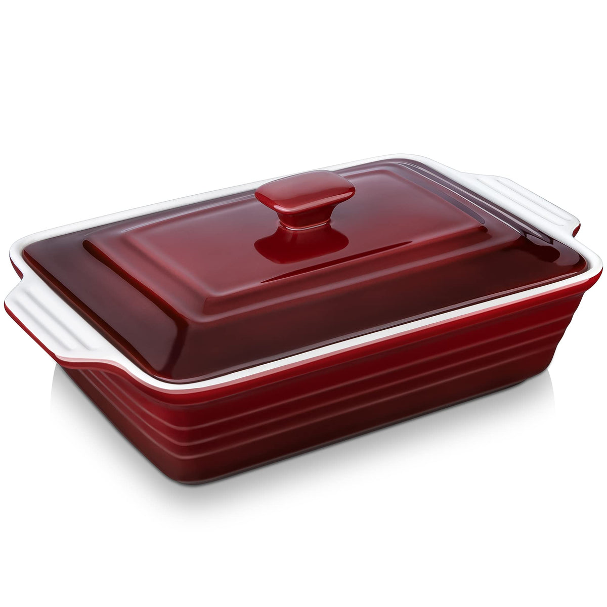 LOVECASA 4.5-quart ceramic casserole with lid for family-style meals and even heating