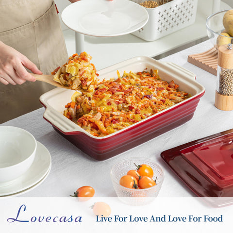 LOVECASA deep 3.5-inch casserole, fits hearty portions for crowd-pleasing dinners