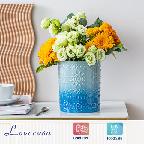 LOVECASA farmhouse-style design with a blue glaze enhances kitchen decor.
