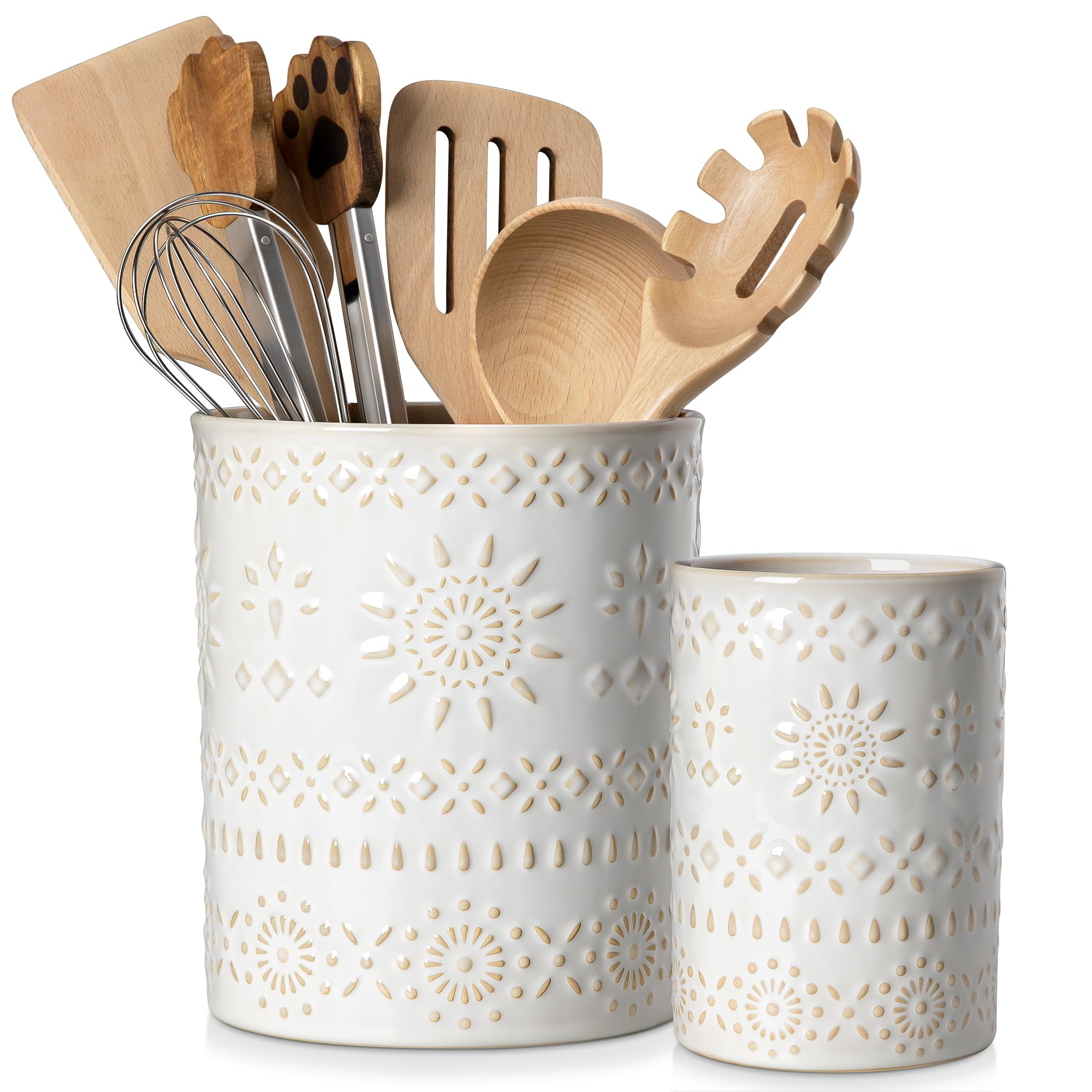 LOVECASA Oasis large front view utensil holder keeps utensils organized on the counter