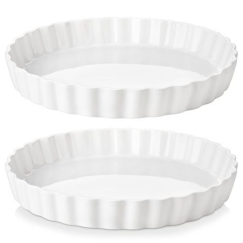 LOVECASA porcelain pie pan 10-inch round set of 2 for versatile baking