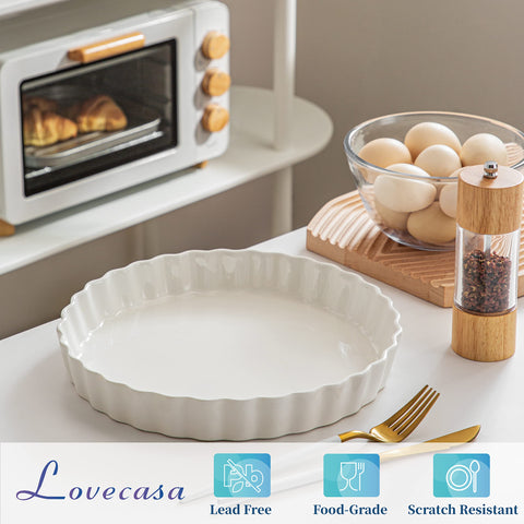 Lovecasa quiche pan offers 47-ounce capacity for hearty pies and casseroles.