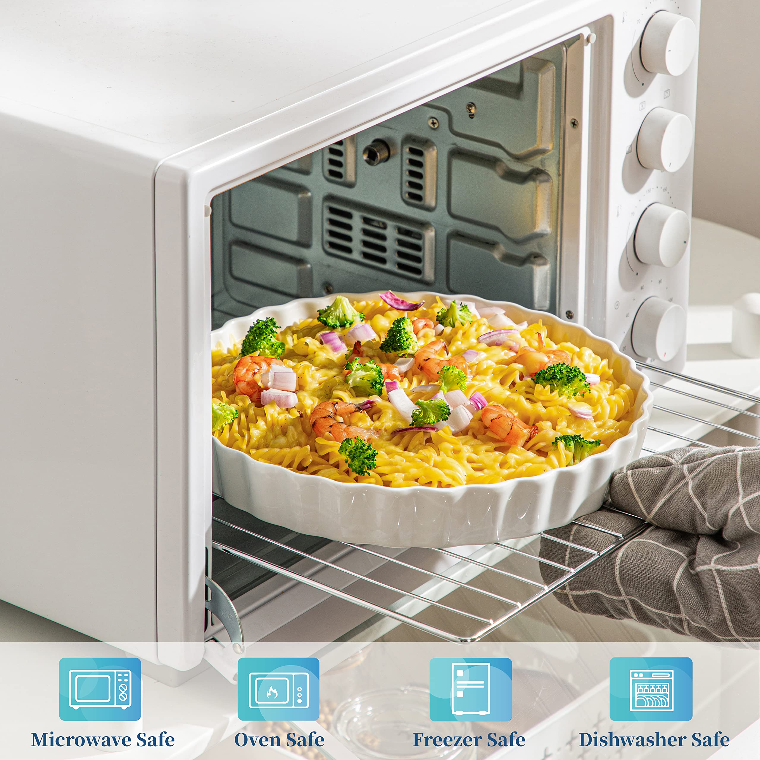 Lovecasa quiche pan features a durable glaze that resists scratches over time.