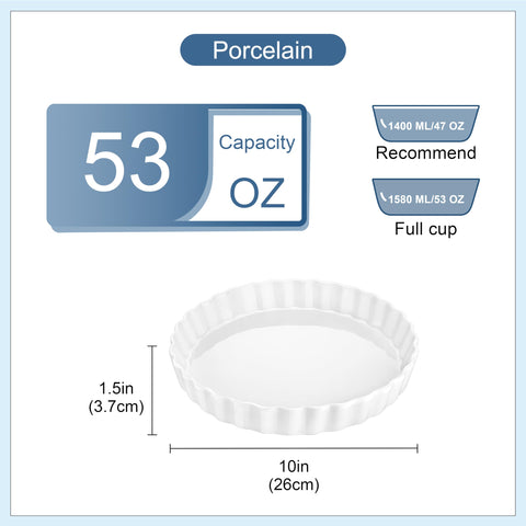 Lovecasa porcelain quiche pan with glazed surface for easy cleaning after use.