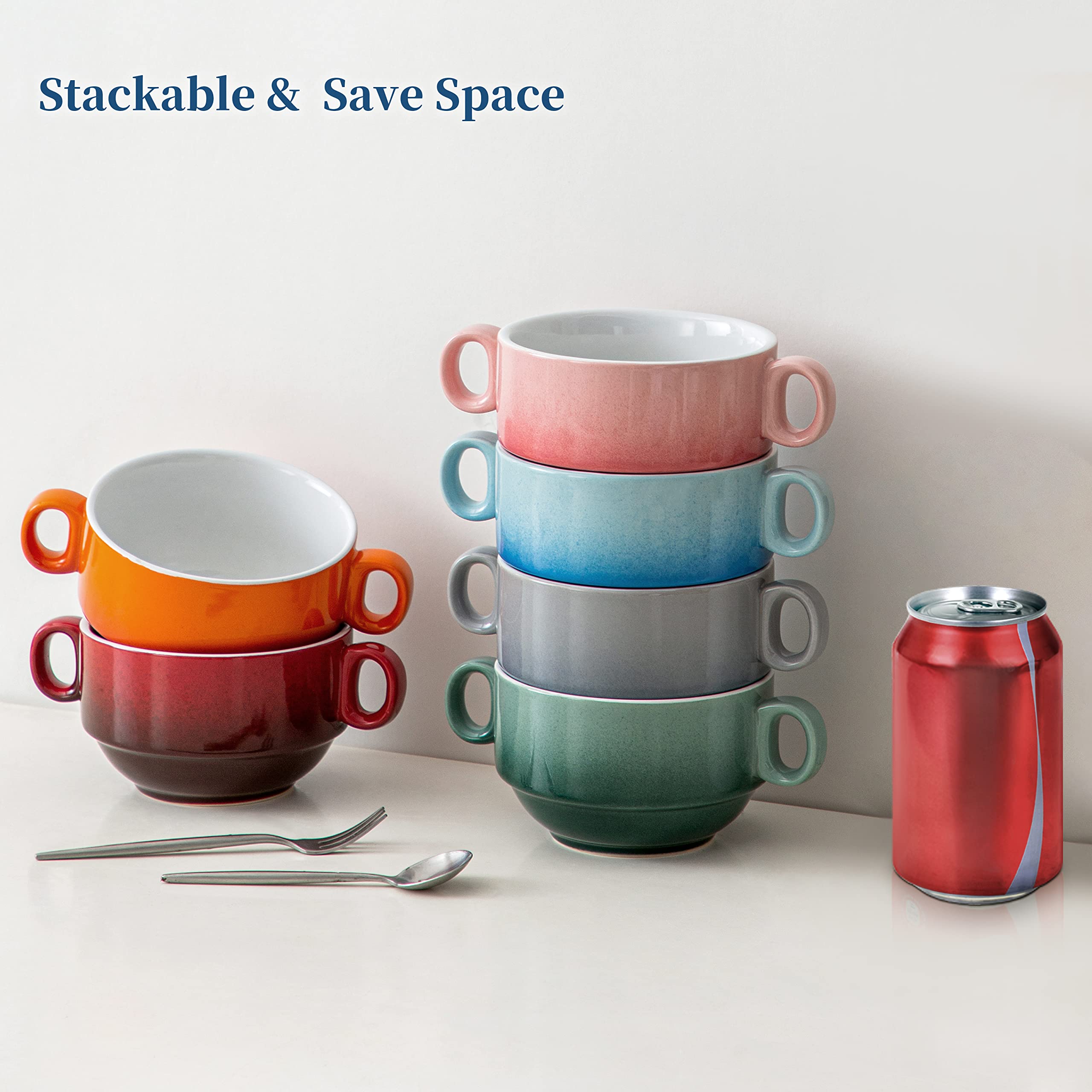 LOVECASA stackable porcelain bowls saving kitchen space