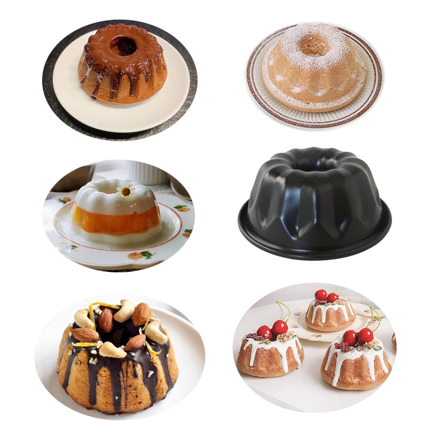 LoveDeal mini fluted cake pan 4-inch set, carbon steel for steady heat.