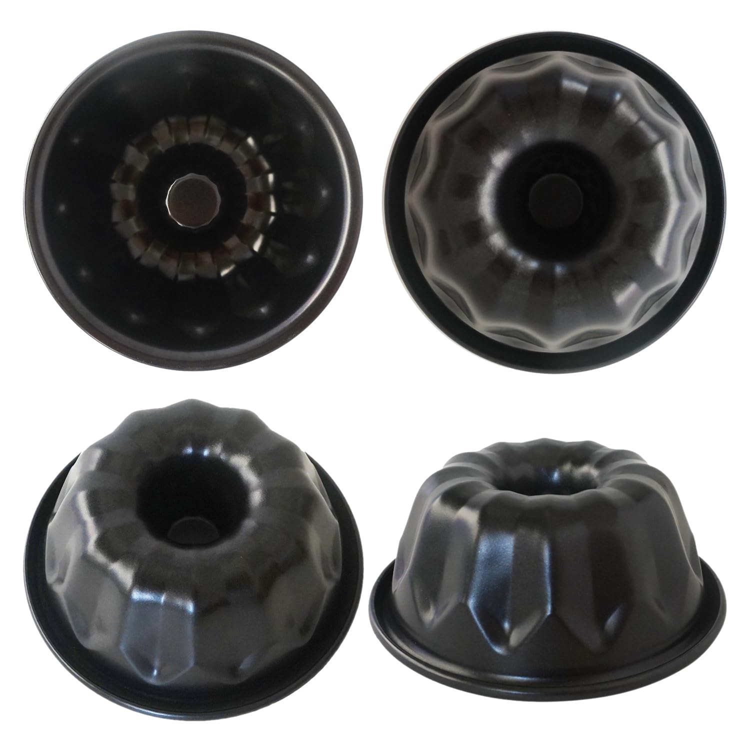 LoveDeal mini fluted cake pan 4-inch set, stackable for compact storage.