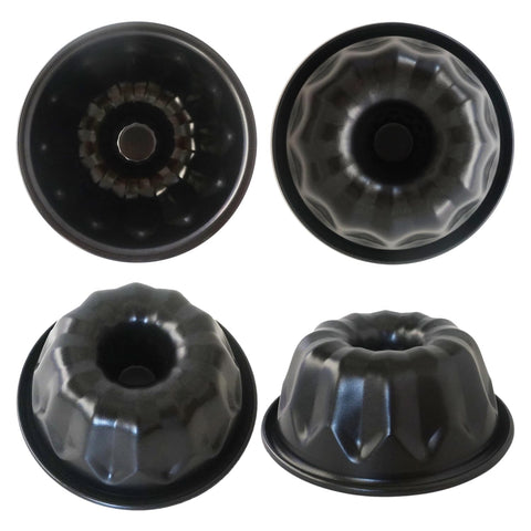 LoveDeal mini fluted cake pan 4-inch set, stackable for compact storage.
