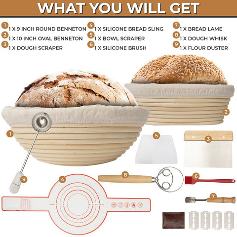 LoveHaven banneton 9-inch oval bread-proofing basket for rustic loaf shaping.
