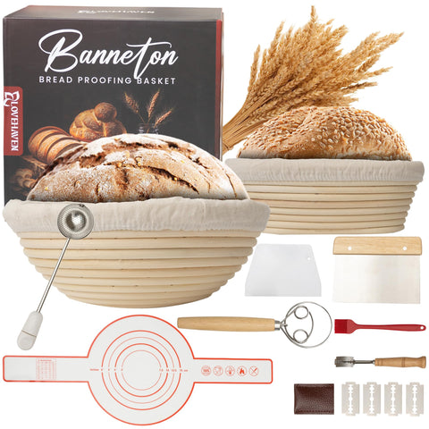 LoveHaven banneton 9-inch round bread-proofing basket for evenly shaped, artisan-style loaves.