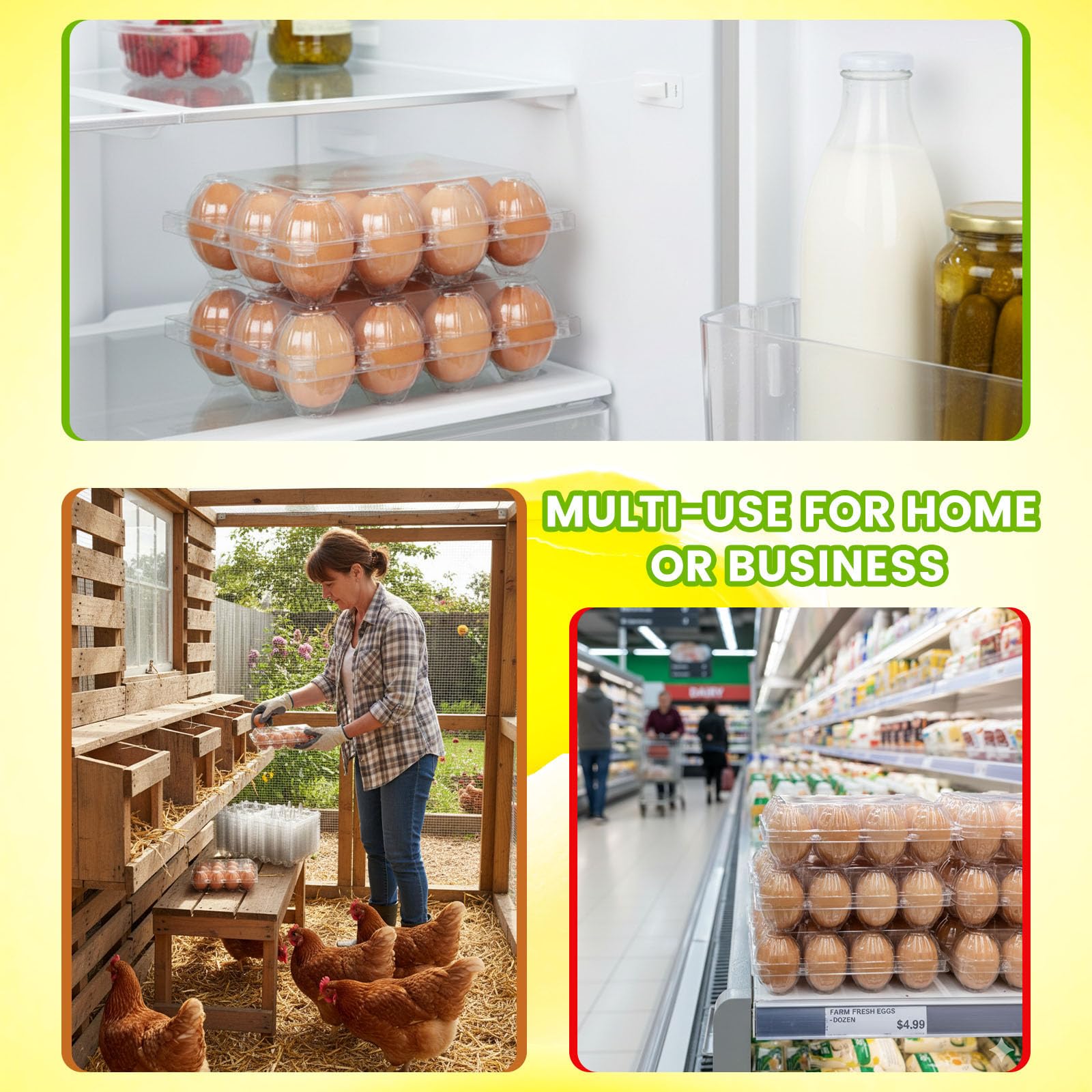 LOVEINUSA egg carton transparent display lets customers view eggs at a glance